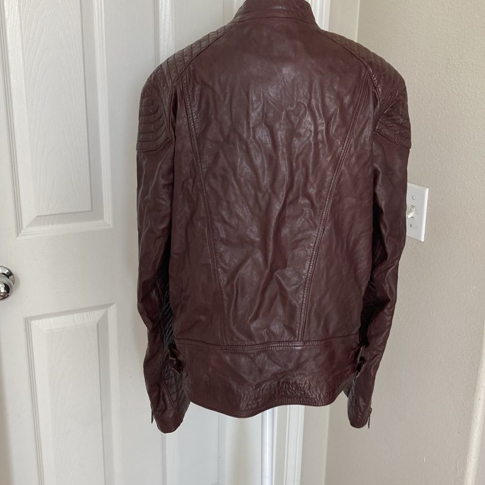 Scotch and Soda Brown Leather Jacket Sz L - Picture 4 of 12